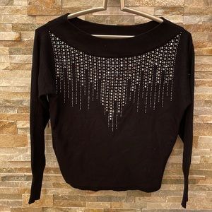 Vila Milano long sleeve black rhinestone sweater